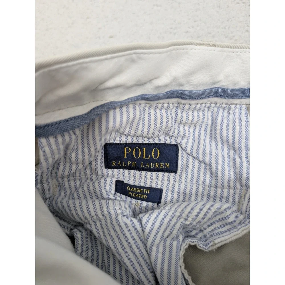 Polo Ralph‎ Lauren Men's 40x32 Classic Fit Beige Chino Pants Double Pleated